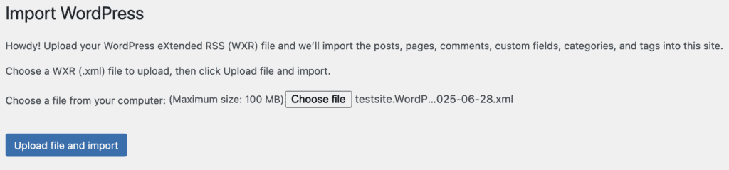 Upload .xml file